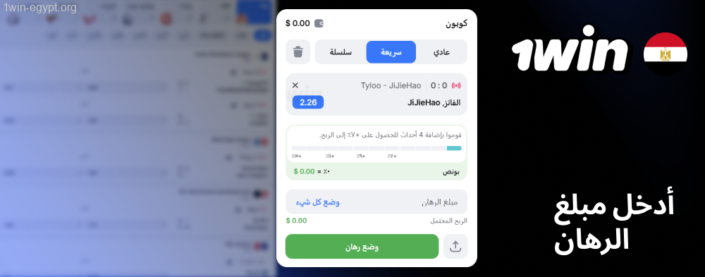 1win أدخل مبلغ الرهان